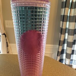 Pink and Blue Grid Tumbler